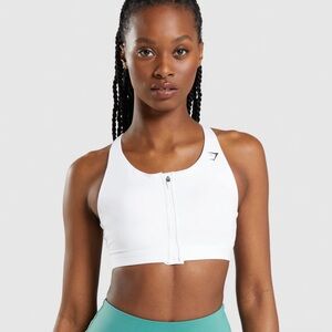 White zip up sports bra